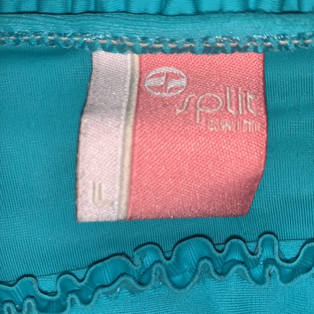 Split Teal Ruffle Bikini - Picture 2 of 3